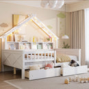House Style Platform Bed With LED Lights, Storage Shelves, Drawers, And Guardrail by Unique Piece Furniture