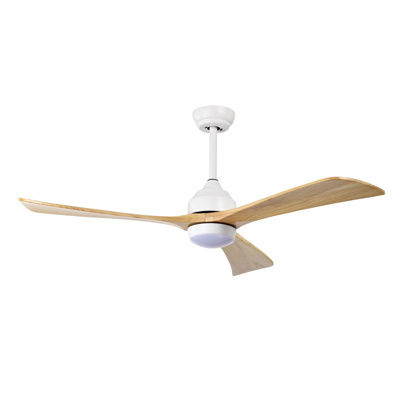 52" Ceiling Fan with Lights Remote Control,Quiet DC Motor 3 Blade Ceiling Fans 6 Speed Levels,Reversible Ceiling Fan, for Patio Living Room, Bedroom, Office,Indoor.(White +Natural)