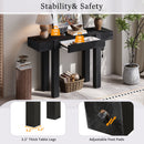 TREXM Rustic Minimalist Console Table with Hidden Drawer, Side Power Outlet