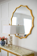 Round Sunburst Wall Mirror With, Wall Decor Mirror For Entryway Bedroom Living Room - Gold by HouseOfZazla
