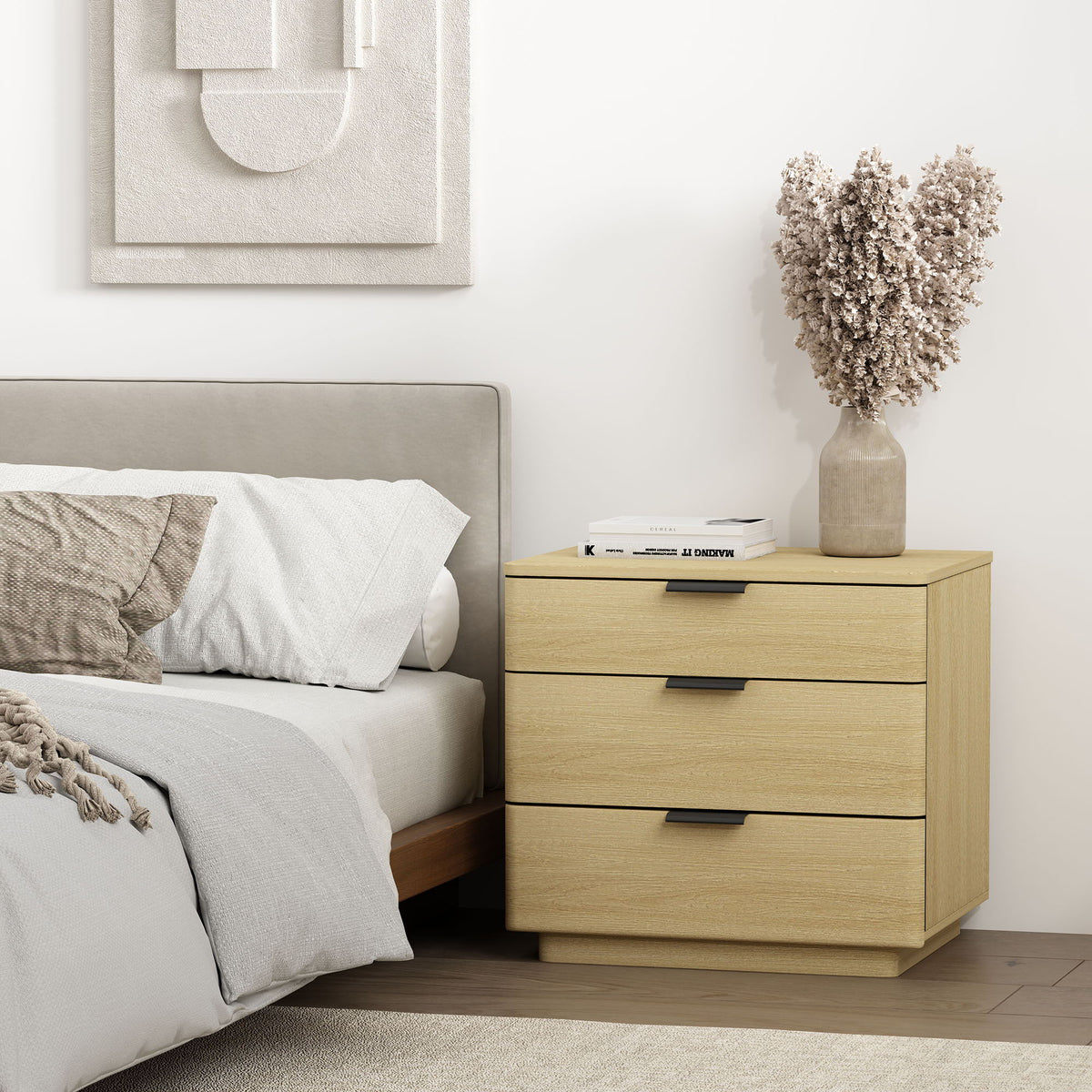 Payton - Nightstand & 3 Drawers - Oak, photo 2 of 10