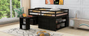 Loft Bed With Retractable Writing Desk And 3 Drawers With Storage Stairs And Shelves