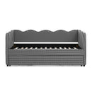 Gingham Daybed With USB Charging Port, Wave Shaped Design