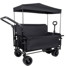 Folding Wagon Cart with Bench Seat & Canopy, 500lbs Capacity