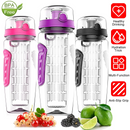 Fruit Infuser Water Bottle 32OZ Juice Shaker Sport w/ Flip Top Lid Anti-Slip Grips For Office Home Sport Running Walking Hiking