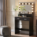 Vanity Desk With Mirror And Lights, Dressing Table With Large Drawer, 2 Level Storage Dresser & 3 Lighting Modes Adjustable Brightness, Suitable For Bedroom by HouseOfZazla