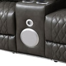 Taddeo - Power Motion Loveseat With Console, Speaker, USB, Wireless Charger & LED - Dark Gray by Unique Piece Furniture