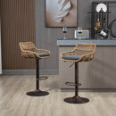 COOLMORE Modern Swivel Bar Stools Set of 2 Adjustable Counter Height Chairs with Footrest in Gray Linen