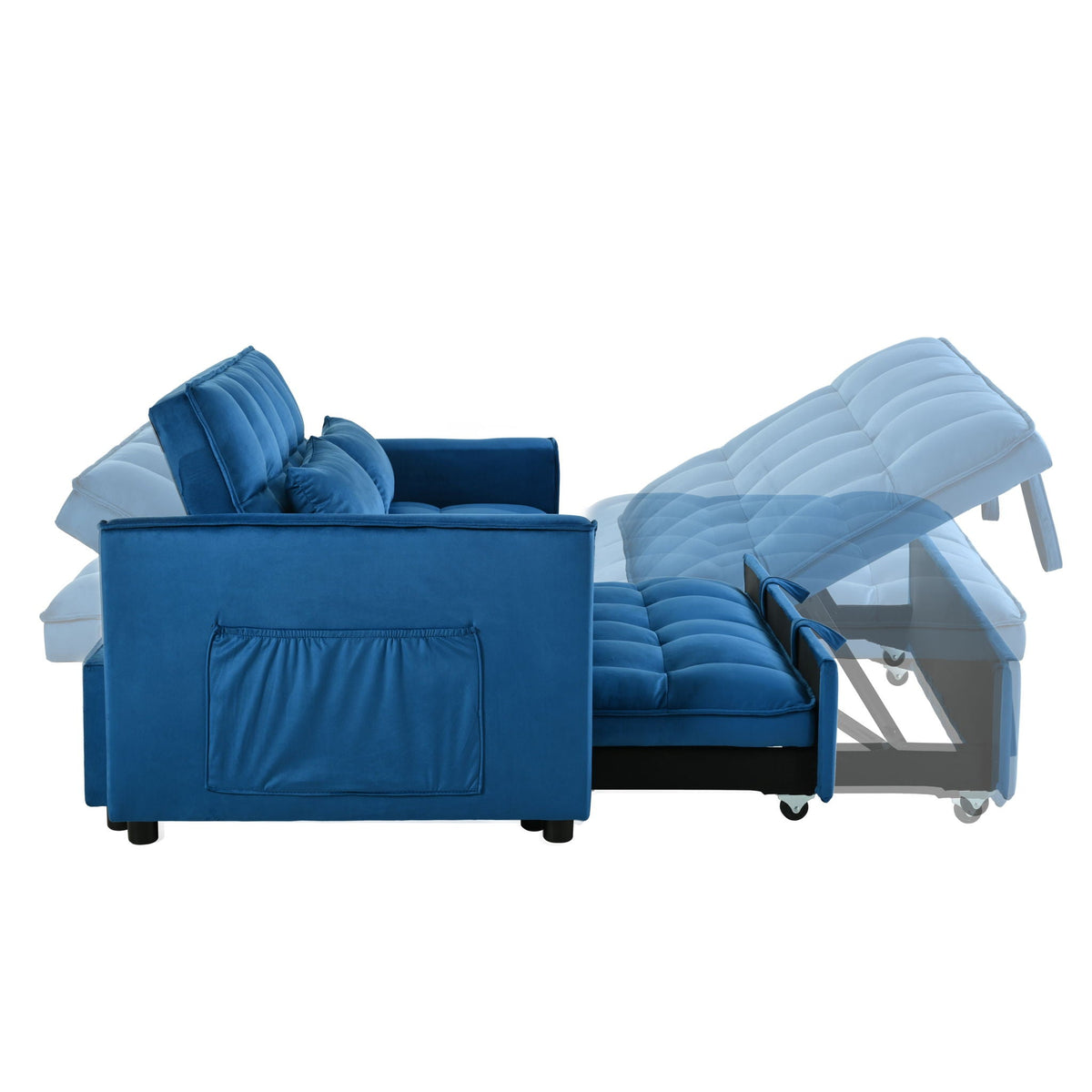 3 In 1 Pull Out Couch Convertible Sofa Bed With Reclining Backrest, photo 6 of 35