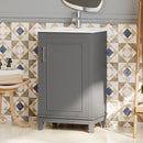 Modern Small Bathroom Vanity Cabinet With Ceramic Basin, Ample Storage, 1 Soft Close Door by Unique Piece Furniture