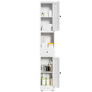 Tall Bathroom Storage Cabinet, 5-Tier Narrow With 2 Doors & Adjustable Shelves, Freestanding - White by HouseOfZazla