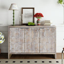 Accent Cabinet Farmhouse Style 3 Door Wooden Cabinet Sideboard Buffet Server Cabinet Storage Cabinet, For Living Room - Natural Wood Wash by Unique Piece Furniture