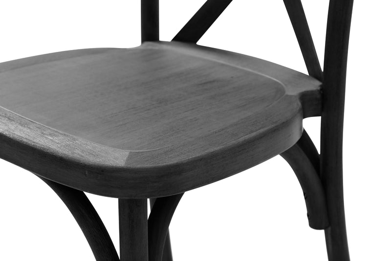 2-Pack Resin Cross Back Chair Waterproof Dining Chair Black