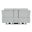 Elonzo - Power Motion Loveseat With Console, LED, Power Headrest & Speaker - Light Gray by Unique Piece Furniture
