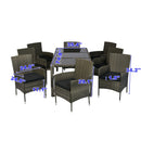 9 Piece Outdoor Patio Wicker Dining Set Patio Wicker Furniture Dining Set Glass Top - Gray / Black by HouseOfZazla