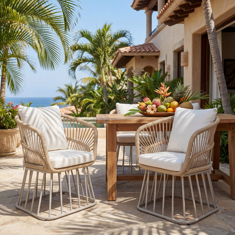 Outdoor Dining Chair MP1 - Teak Finish Wicker & Steel Frame, photo 6 of 10