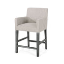 Charmed Upholstered Counter Stool with H-Frame Base and Round Arms