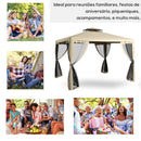 9.6' x 11.6' Patio Gazebo, Outdoor Canopy Shelter with 2-Tier Roof and Netting, Steel Frame for Garden, Lawn, Backyard, and Deck, Taupe
