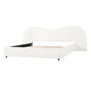 King Size Upholstered Bed Frame With Boucle Fabric Curved And Wide Headboard by HouseOfZazla