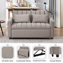55.9" Convertible Sofa Bed Loveseat Sofa with Three USB Ports, Two Side Pockets, Two Cup Holders and 360Swivel Phone Holder for Living Room, Light Grey