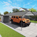 12x25 FT Galvanized Steel Carport with Shelter and Shed