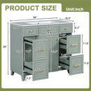 36" Green Bathroom Vanity with Ceramic Sink