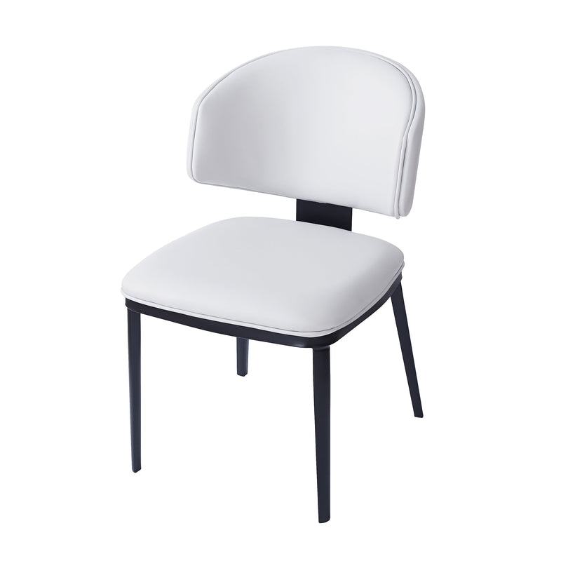 7 Pieces Contemporary Dining Set with Faux Leather Chairs and Metal Legs , Black+White+Natural Wood Finish