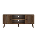 55" TV Cabinet With Vertical Groove Doors, Adjustable Shelves - Walnut by HouseOfZazla