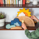13 Pcs STAINED Wooden Weather Building Set