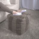Barracuda - Handcrafted Cotton Pouf With Chevron Pattern - Brown / Beige by HouseOfZazla
