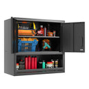 Wall-Mounted Storage Cabinet With Locking Door, 1 Shelf And Open Drawer - Black by HouseOfZazla