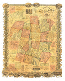 Vintage Map of Rutland County, Vermont 1854