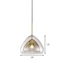 GobekUsa Nordic Double Glass Cone Pendant Light Fixture - 12"/14" Wide Champagne Suspension