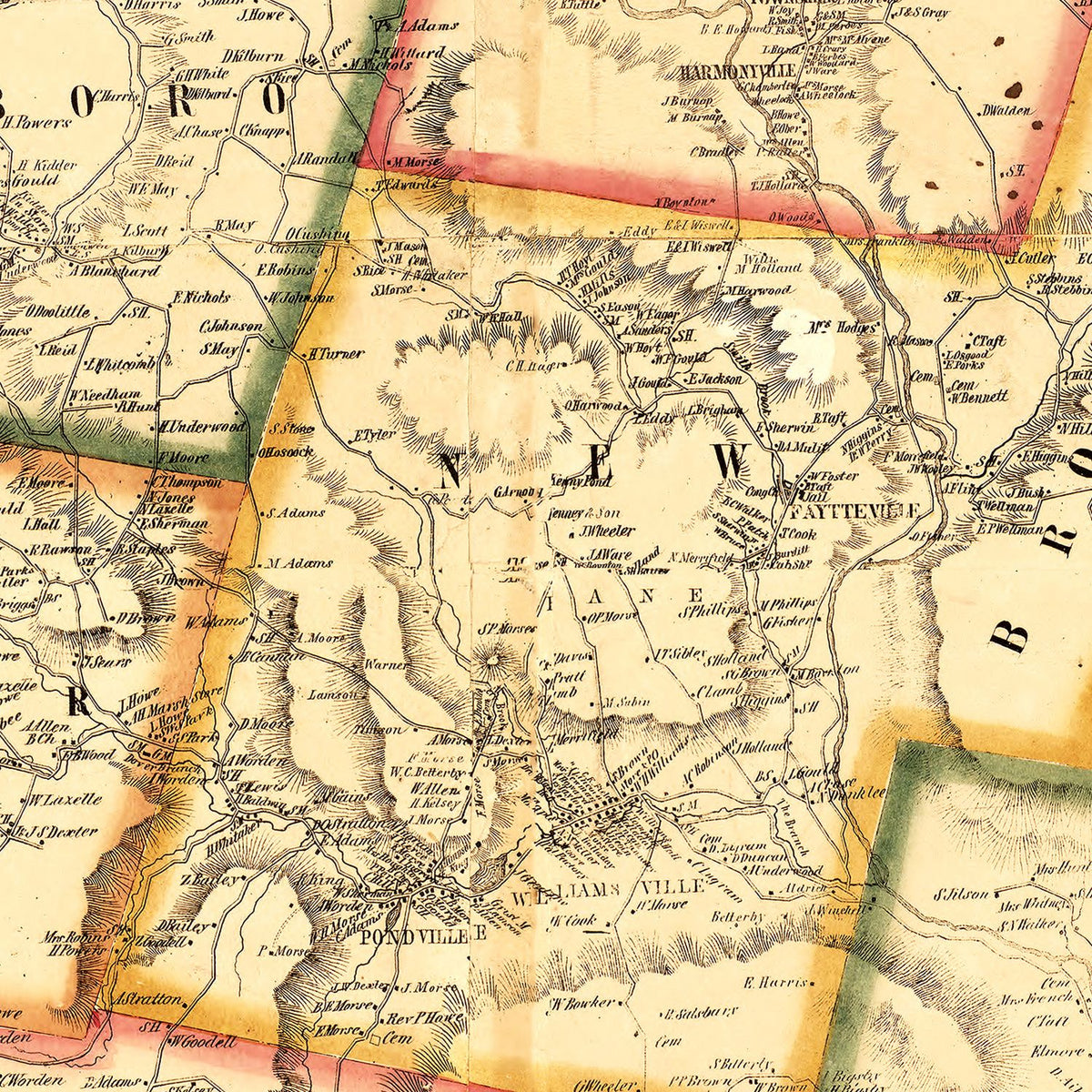 Vintage Map of Windham County, Vermont 1856, photo 2 of 5