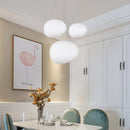 GobekUsa White Glass Oval Ceiling Pendant Light - 6"/9"/12.5" Wide - Simple Style - 1 Light Hanging Lamp Kit