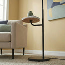 Seoul - Floor Lamp With Rotary Switch Wood Table Base - Black / White by HouseOfZazla