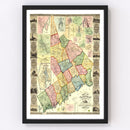 Vintage Map of Fairfield County, Connecticut 1856