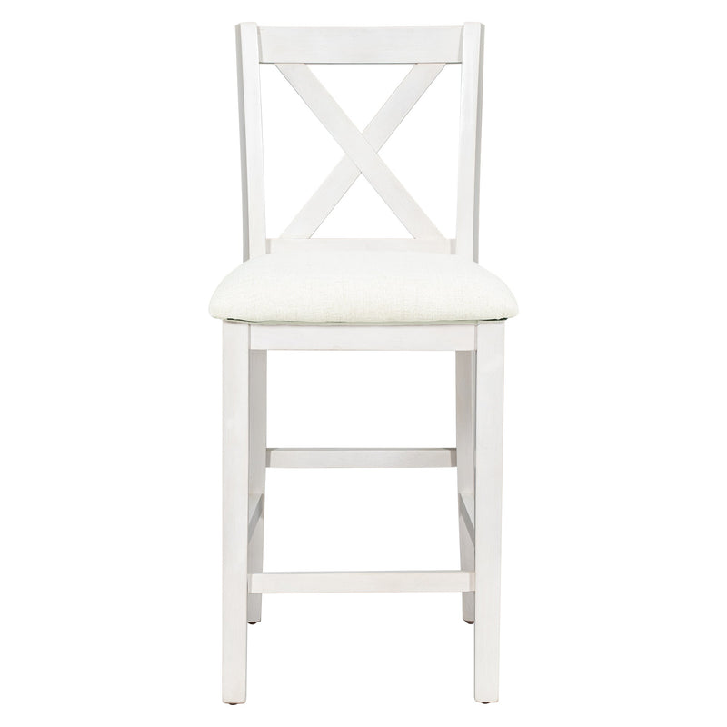 5 Pieces Counter Height Rustic Farmhouse Dining Room Wooden Bar Table Set with 4 Chairs, White