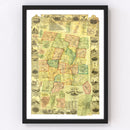 Vintage Map of Hartford County, Connecticut 1855