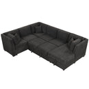 U-Shaped Sectional Sofa Pull Out Sofa Bed With Two USB Ports, Two Power Sockets, Three Back Pillows And A Storage Chaise For Living Room by HouseOfZazla
