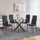 Dining Table With Cross Metal Leg And Tempered Glass, Modern Space Saving Kitchen Table For Living Room by HouseOfZazla