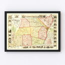 Vintage Map of Albany County, New York 1854