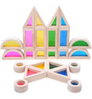 24 Pcs Rainbow Acrylic Sensory Wooden Building Blocks by Green Elephant Home and Toys