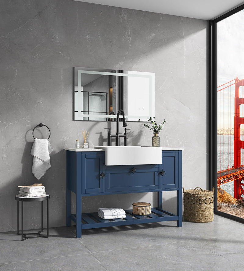 40x24 LED Lighted Bathroom Wall Mounted Mirror with High Lumen+Anti-Fog Separately Control+Dimmer Function