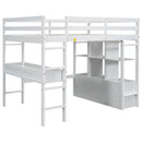 Full Size Loft Bed With Built In Desk, 2 Drawers, Storage Shelves - White by HouseOfZazla