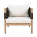 Outdoor Acacia Wood Club Chair with Diamond Rope Weave & Cushions, Light Teak