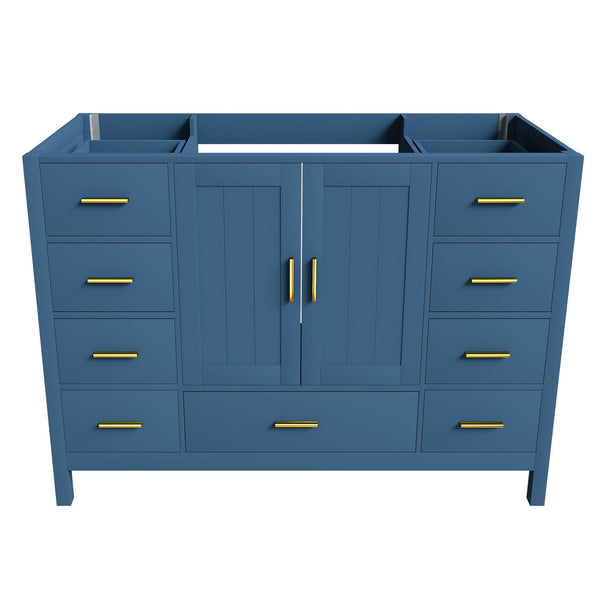 48" Bathroom Vanity Base Cabinet with Soft-Close Doors & 9 Drawers - Blue, photo 2 of 10