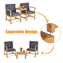 3-in-1 Acacia Wood Loveseat with Separable Coffee Table by LJGDeals