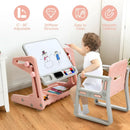 2 in 1 Kids Easel Table and Chair Set with Adjustable Art Painting Board by LJGDeals