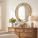 28 Inch Gold Round Wall Mirror with Beaded Frame for Living Room Entryway-Golden by LJGDeals